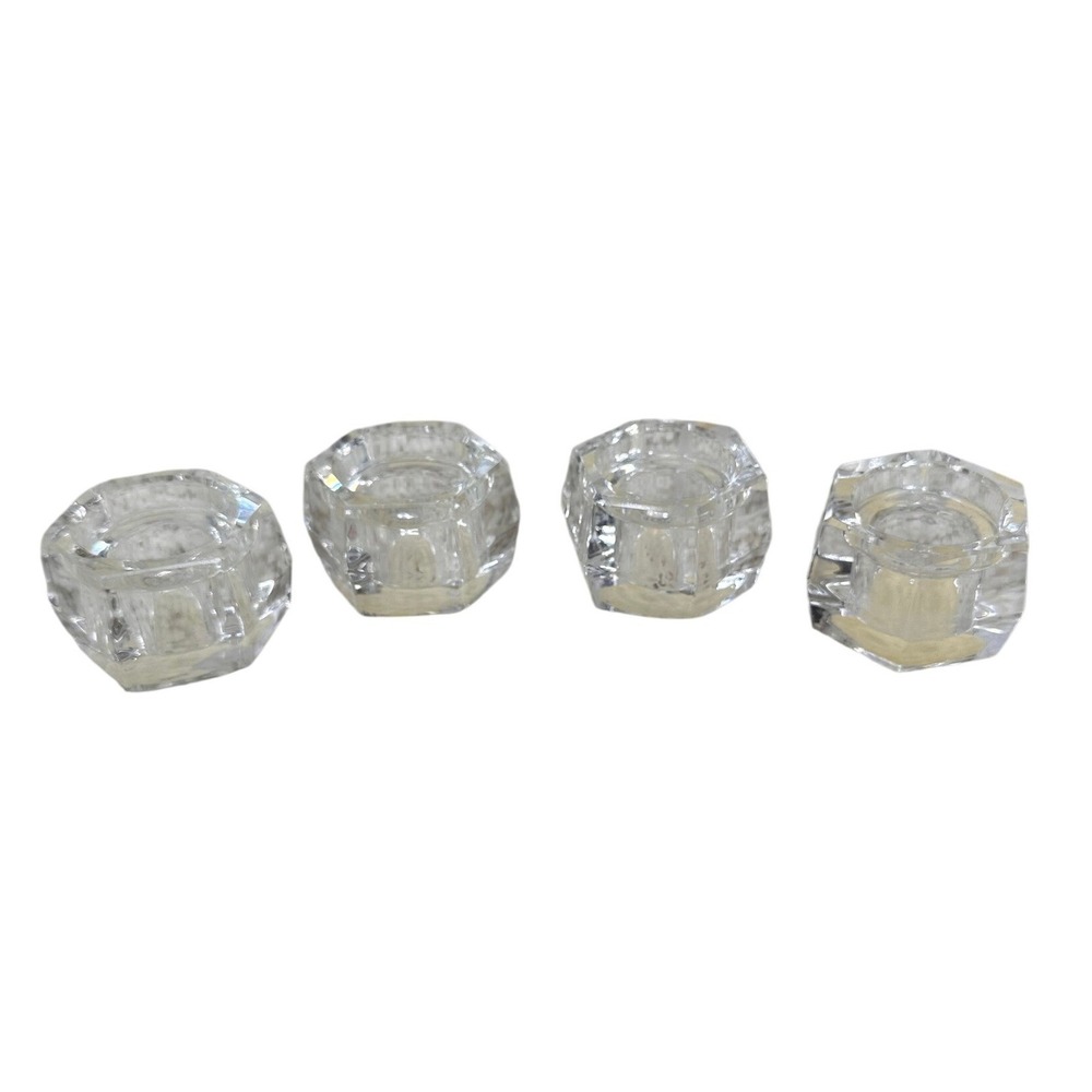 Ashland Candle Holder Eleganceโ Hexagon Clear Glass Taper Set 4 Farmhouse Decor